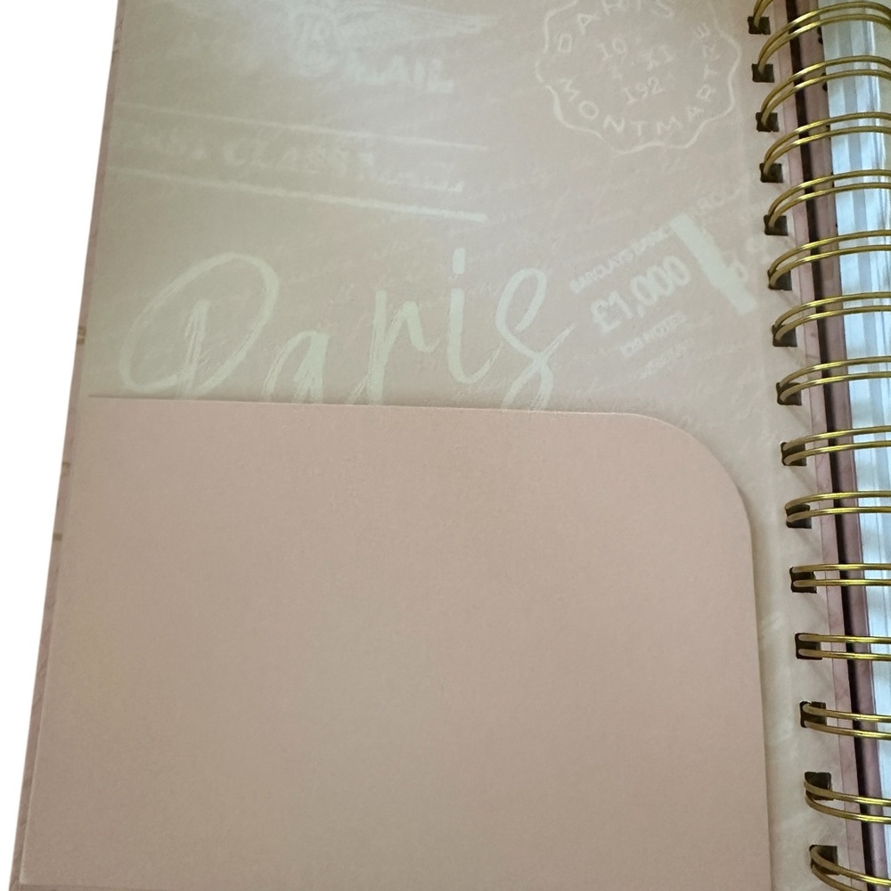 Paris Themed Pink & Gold 320 page Notebook with Papyrus Pink & Gold Pen Set - Picture 8 of 16